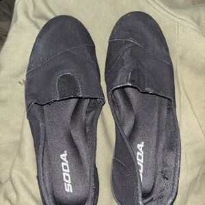 Soda Black Canvas Slip-Ons